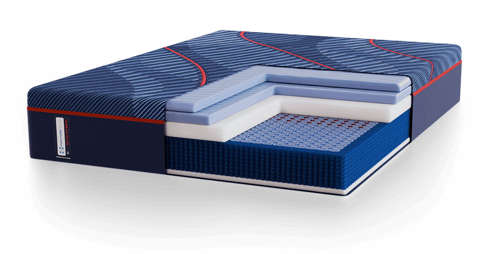 Posturepedic Elite Hybrid mattress with layer cutaway