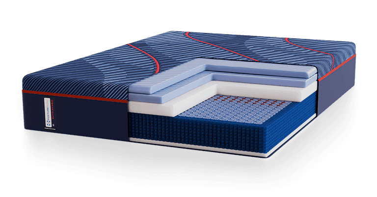 Posturepedic Elite Hybrid mattress with layer cutaway