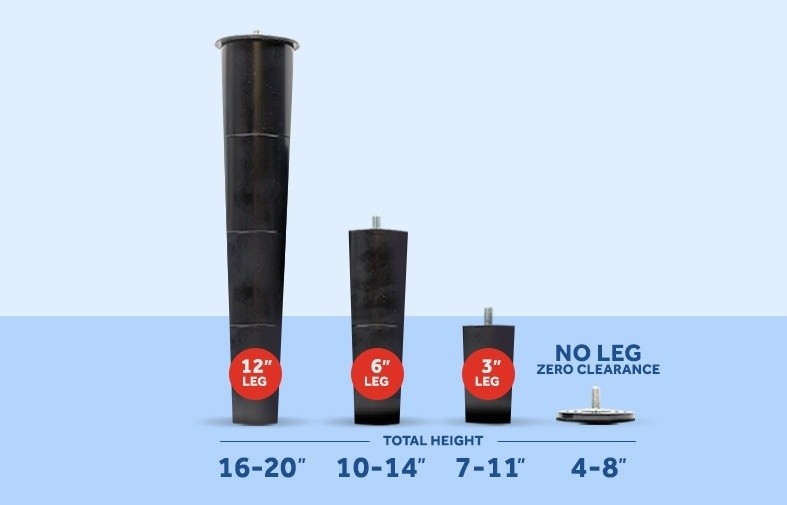 Sealy Ease base legs, adjustable height example
